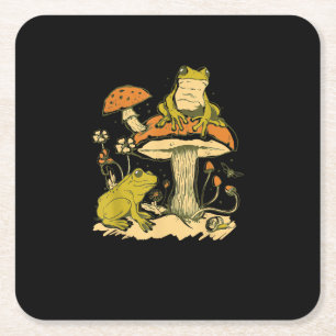 Frosch-Pilz-Cottagecore-Ästhetik-Goblincore-Schnit Rechteckiger Pappuntersetzer