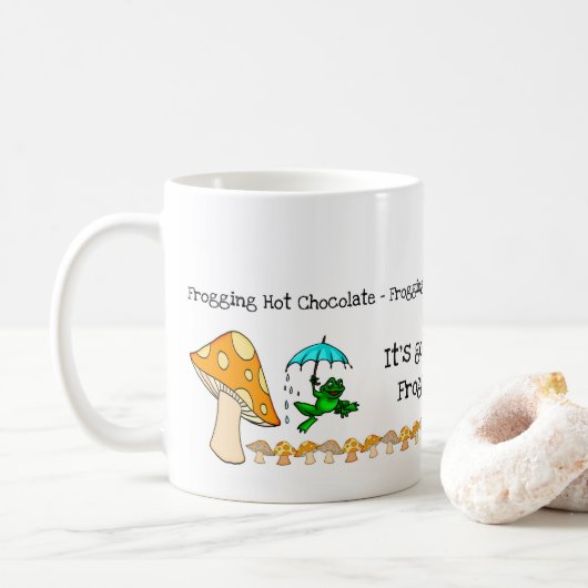Frosch, Pilz, Frosch, heiße Schokolade Tasse (Mit Donut)