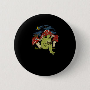 Frosch-Pilz-Hut-Lesebuch - Cottagecore-Gobli Button