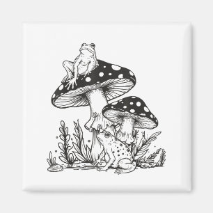 Frosch-Pilz-Wald-Vintage-Natur-Ästhetik-Cott Magnet