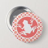 Frosch; Pink & Coral Polka Dots Button (Vorne & Hinten)