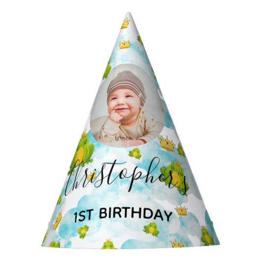 Frosch Prince Watercolor Niedlich Partyhütchen (Vorderseite)