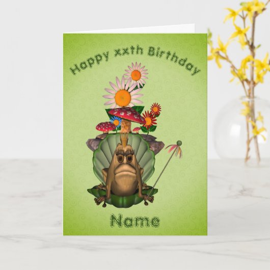 Frosch Princess Mushrooms Personalisiert Geburtsta Karte (Gelbe Blume)