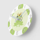 Frosch Prinz Goldkrone Niedliches Whimsisches Kind Runde Wanduhr (Winkel)