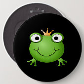 Frosch-Prinz. Lächelnder Frosch mit einer Krone Button (Vorne & Hinten)