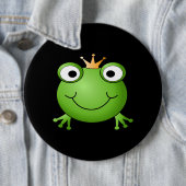 Frosch-Prinz. Lächelnder Frosch mit einer Krone Button (Beispiel)