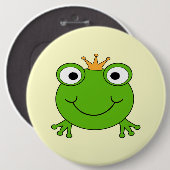 Frosch-Prinz. Lächelnder Frosch mit einer Krone Button (Vorne & Hinten)
