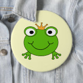 Frosch-Prinz. Lächelnder Frosch mit einer Krone Button (Beispiel)