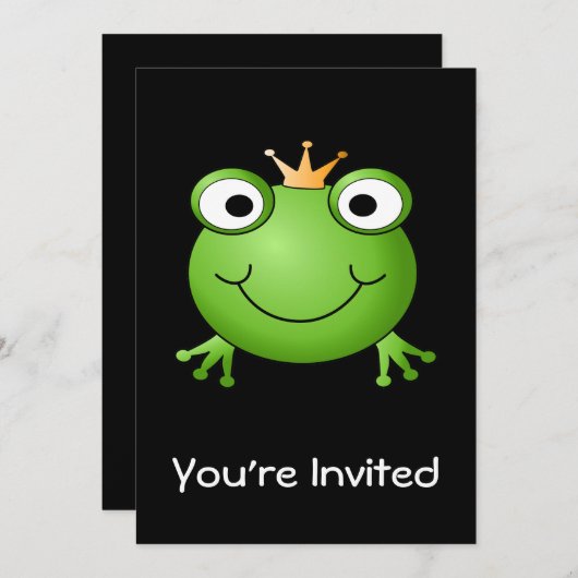 Frosch-Prinz. Lächelnder Frosch mit einer Krone Einladung (Vorne/Hinten)