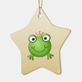 Frosch-Prinz. Lächelnder Frosch mit einer Krone Keramik Ornament (Links)