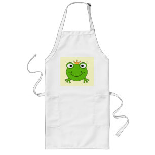 Frosch-Prinz. Lächelnder Frosch mit einer Krone Lange Schürze