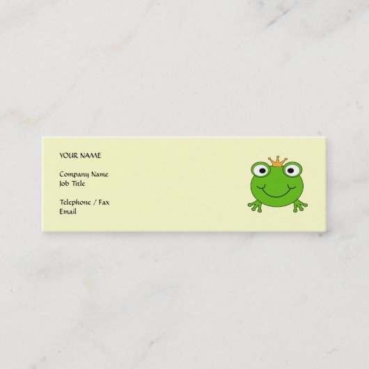 Frosch-Prinz. Lächelnder Frosch mit einer Krone Mini Visitenkarte (Vorderseite)