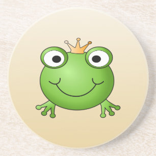 Frosch-Prinz. Lächelnder Frosch mit einer Krone Sandstein Untersetzer