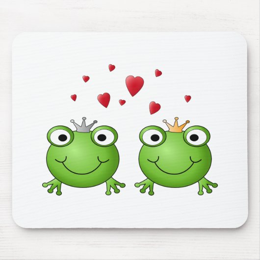 Frosch-Prinz und Frosch-Prinzessin, mit Herzen Mousepad (Vorne)