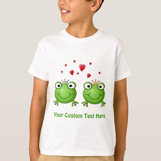 Frosch-Prinz und Frosch-Prinzessin, mit Herzen T-Shirt (Vorderseite)