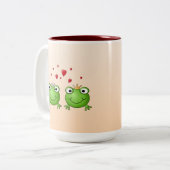 Frosch-Prinz und Frosch-Prinzessin, mit Herzen Zweifarbige Tasse (Vorderseite Links)
