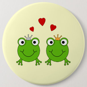 Frosch-Prinzessin und Frosch-Prinz, mit Herzen Button
