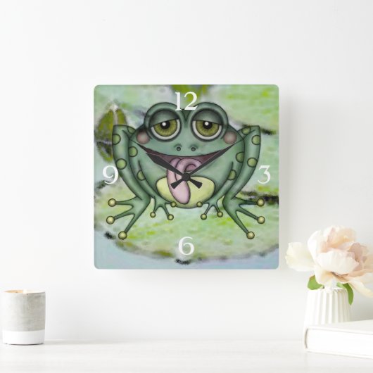 Frosch Quadratische Wanduhr (Zuhause)
