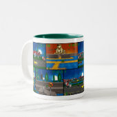 Frosch-Raserei-Retro Tasse (Vorderseite Links)