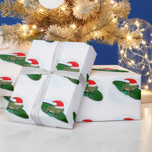 Frosch rast durch den Schnee Geschenkpapier (Feiertage)