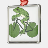Frosch-Reitfahrrad mit Lilien-Auflage-Rädern Silbernes Ornament (Links)
