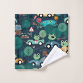 Frosch Rennwagenfahrer Kinder Adler Badhandtuch Set (Waschlappen)