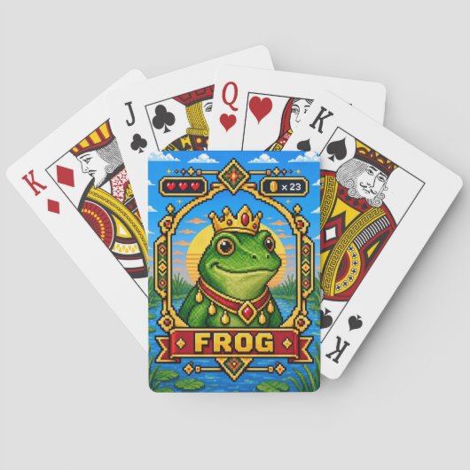 Frosch Retro 8-Bit Pixel Art Spielkarten (Rückseite)