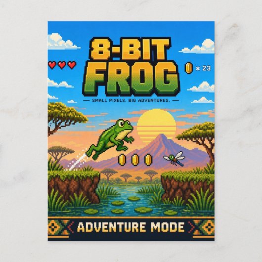 Frosch, Retro-8-Bit-Pixelkunst Postkarte (Vorderseite)