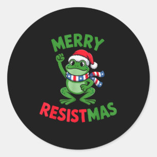 Frosch Retro Frohe Resistmas Lustiger Politischer Runder Aufkleber