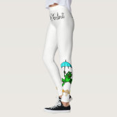 Frosch Ribbit Mushroom Weiße Leggings (Links)