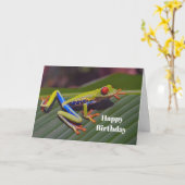 Frosch Rotes Auge Foto Geburtstag Karte (Gelbe Blume)