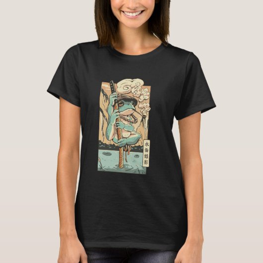 Frosch-Samurai in einem Zen-Garten-Setting T-Shirt (Vorderseite)