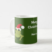 Frosch Santa Green Weihnachten Kaffeetasse (Vorderseite Links)