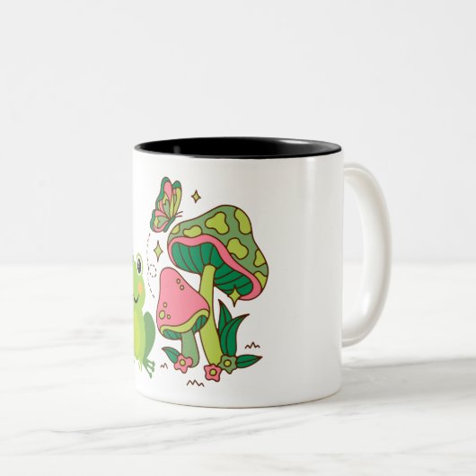 Frosch, Schmetterling und Pilze Zweifarbige Tasse (VorderseiteRechts)