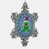 Frosch Schneeflocken Zinn-Ornament (Links)