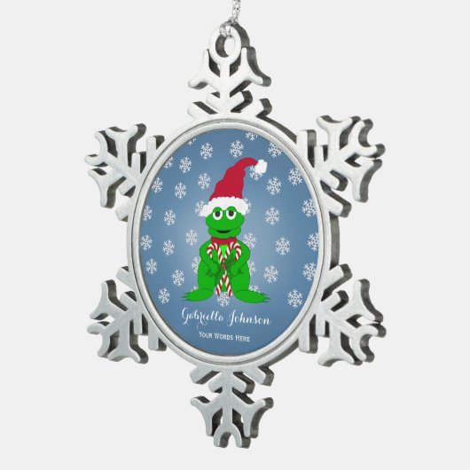 Frosch Schneeflocken Zinn-Ornament (Rechts)