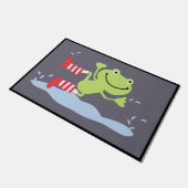 Frosch Schriftart Porch Mat, Tanzfrosch Willkommen Fußmatte (Schrägansicht)