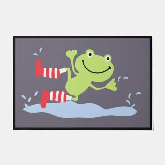 Frosch Schriftart Porch Mat, Tanzfrosch Willkommen Fußmatte (Vorderseite)