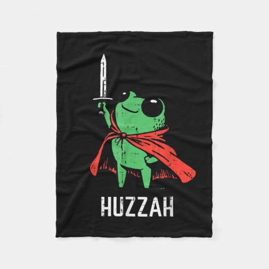 Frosch-Schwert-Umhang Huzzah Lustiges Meme Fantasy Fleecedecke (Vorderseite)