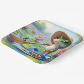 Frosch schwimmend auf einem Dreh-Dreh Pappteller (Gewinkelt)