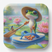 Frosch schwimmend auf einem Dreh-Dreh Pappteller (Vorderseite)