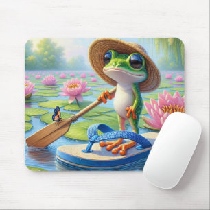 Frosch schwimmend auf einer Drehend Flop Mousepad