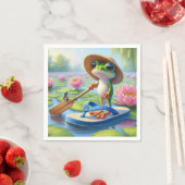 Frosch schwimmend auf einer Drehend Flop Serviette (Beispiel)