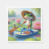 Frosch schwimmend auf einer Drehend Flop Serviette (Vorderseite)