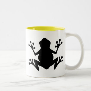 Frosch-Silhouette; Gelb Zweifarbige Tasse