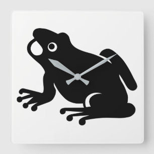 Frosch-Silhouette Quadratische Wanduhr