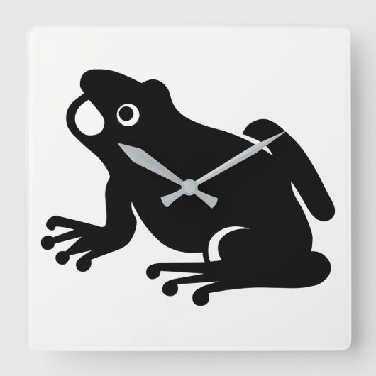 Frosch-Silhouette Quadratische Wanduhr (Vorderseite)