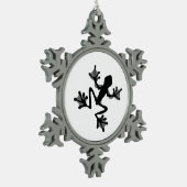 Frosch-Silhouette Schneeflocken Zinn-Ornament (Links)