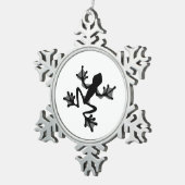 Frosch-Silhouette Schneeflocken Zinn-Ornament (Rechts)