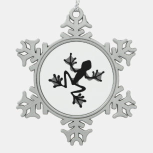 Frosch-Silhouette Schneeflocken Zinn-Ornament